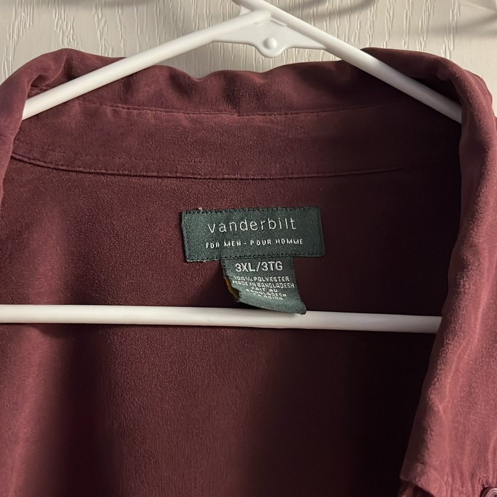 Men’s Vanderbilt 3XL burgundy dress shirt, soft touch